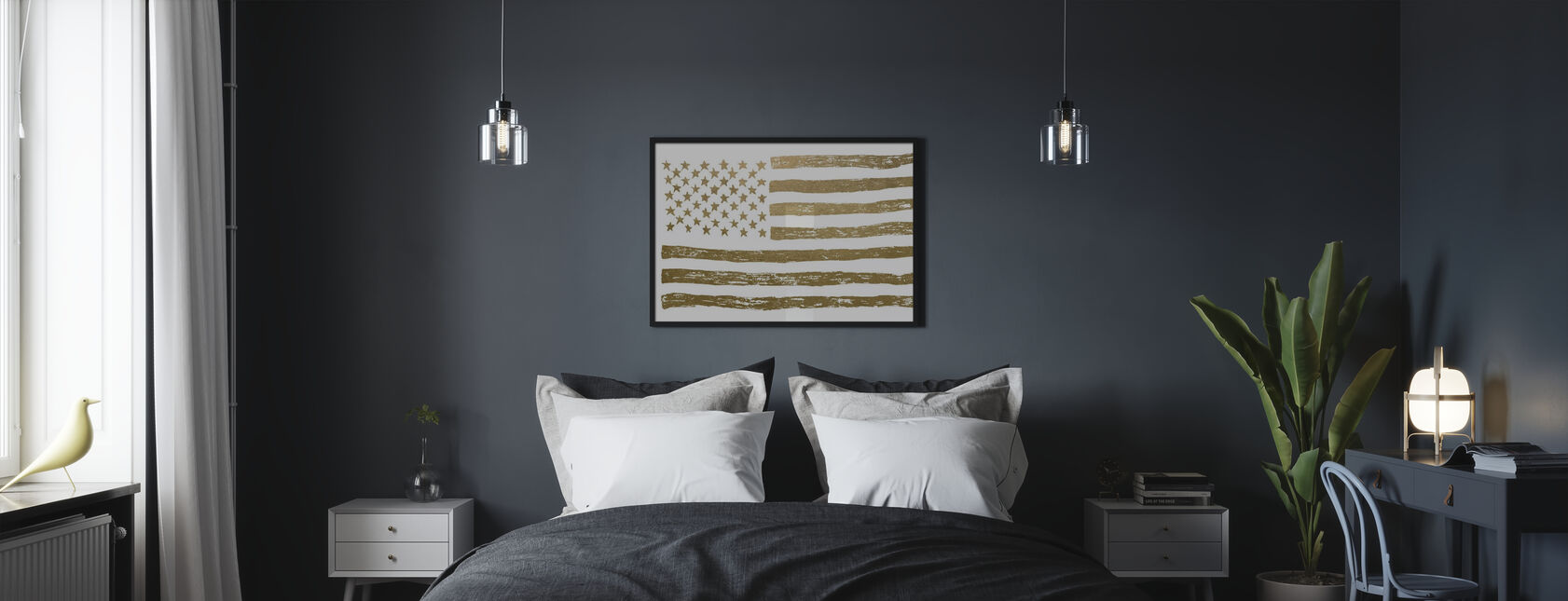 Gold U.S. Flag - Poster - Bedroom