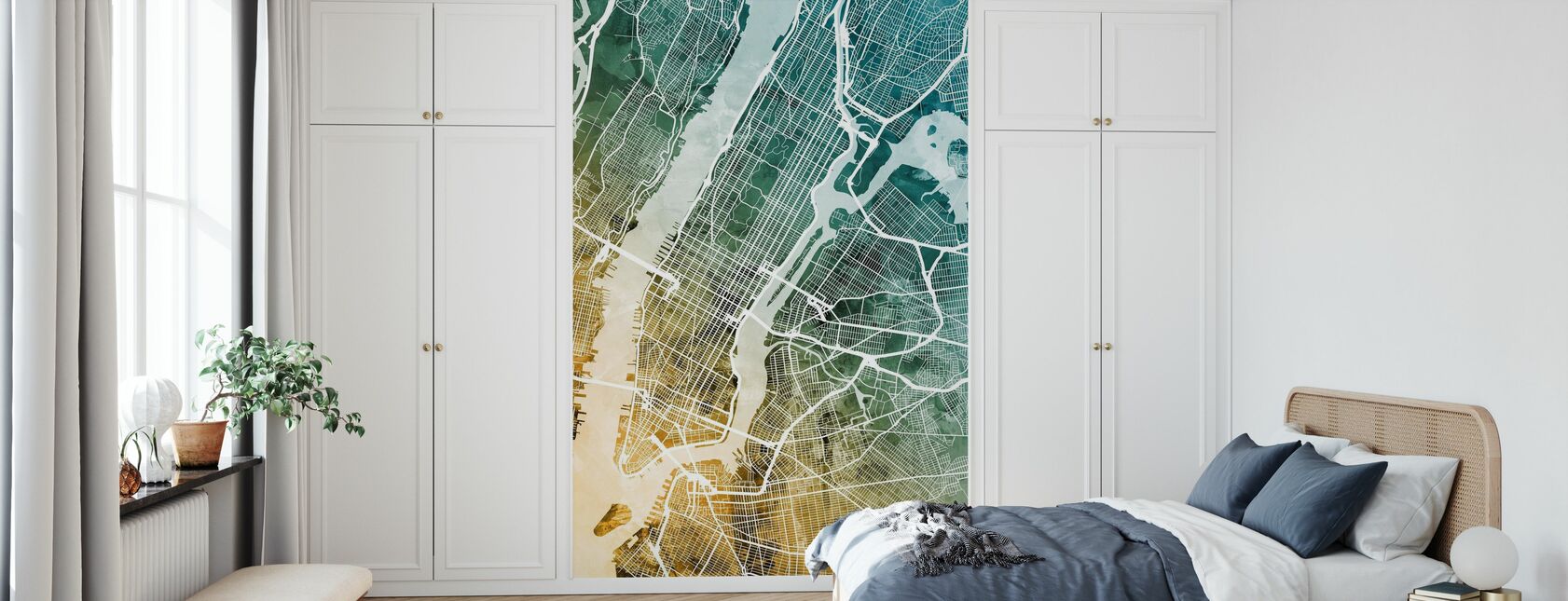New York City Street Mapa - Tapeta - Sypialnia