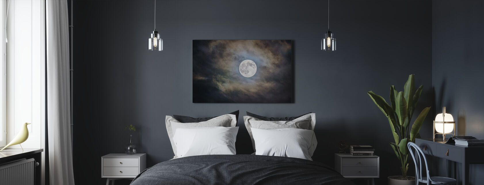 Wolkiger Mond - Leinwandbild - Schlafzimmer