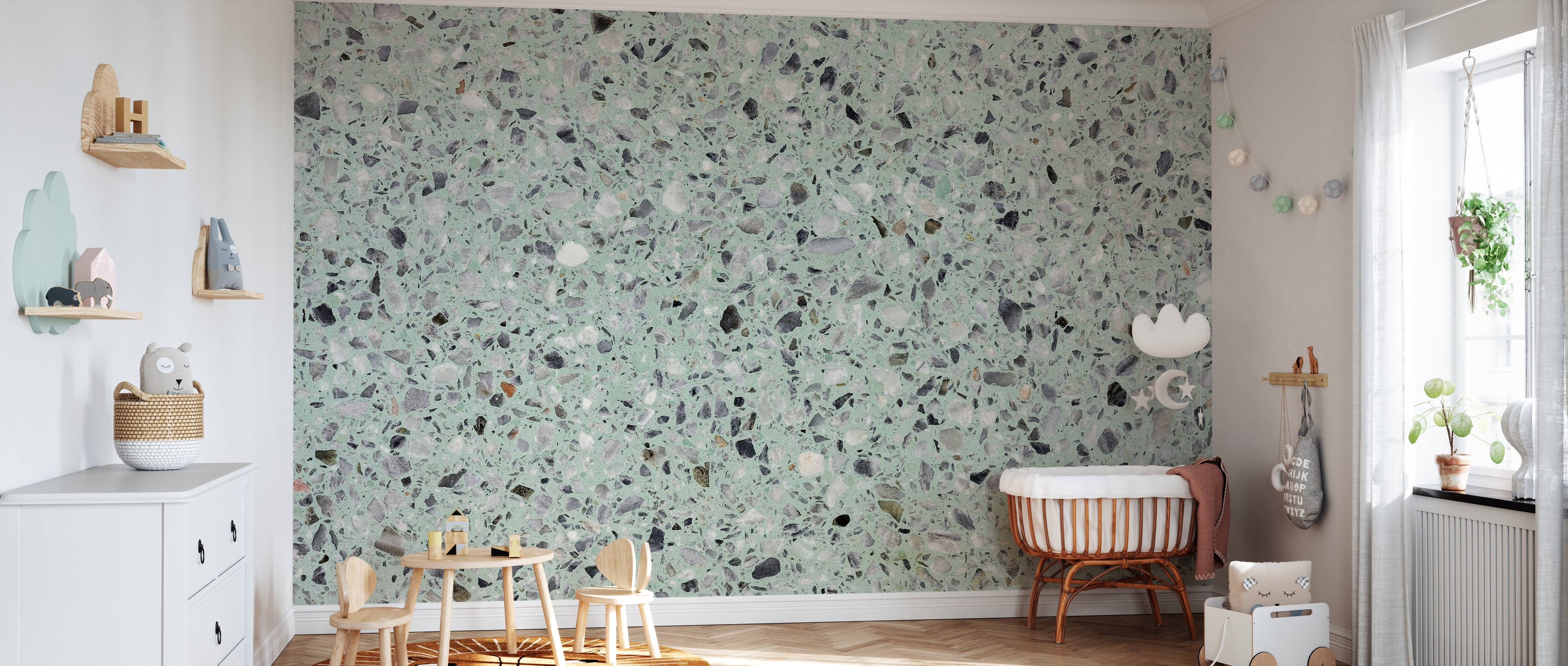 White Terrazzo removable wallpaper - Boho Multicolor #3142 | California  Wallpaper