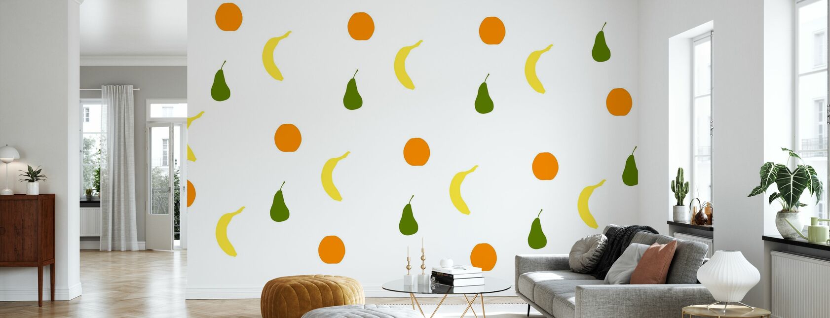 Orange pære banan - Tapet - Stue
