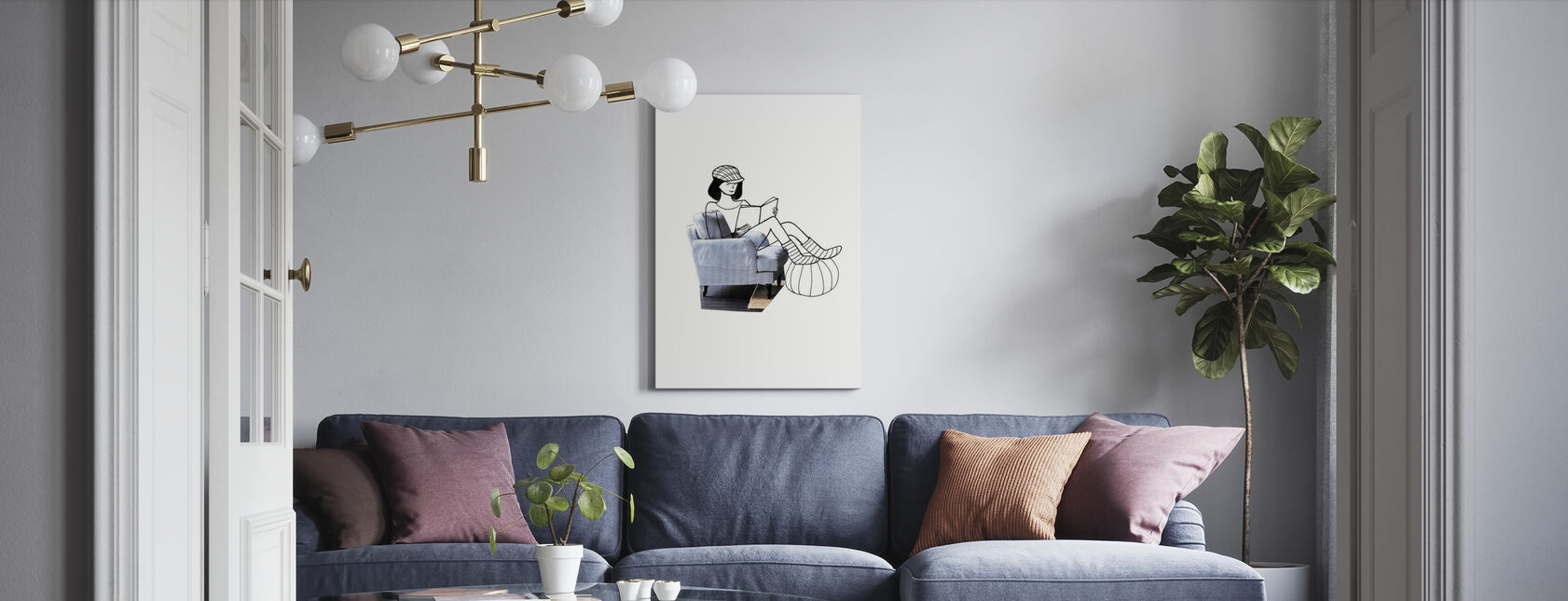 Woman Reading - Canvas print - Living Room
