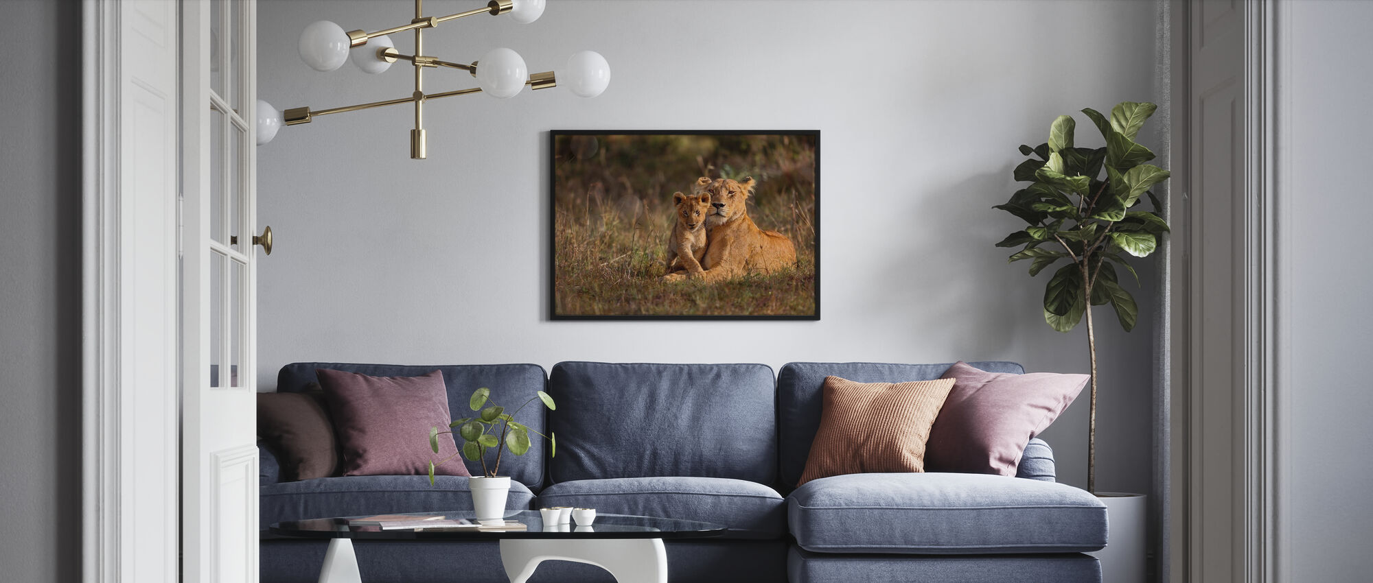 Lion Mother with Cub – dejlig vægkunst på plakat – Photowall