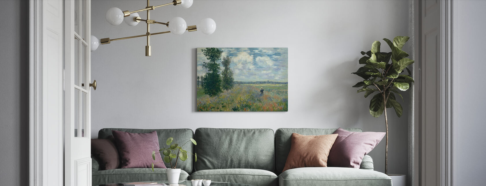 Poppy Fields - Claude Monet - Canvastaulu - Olohuone