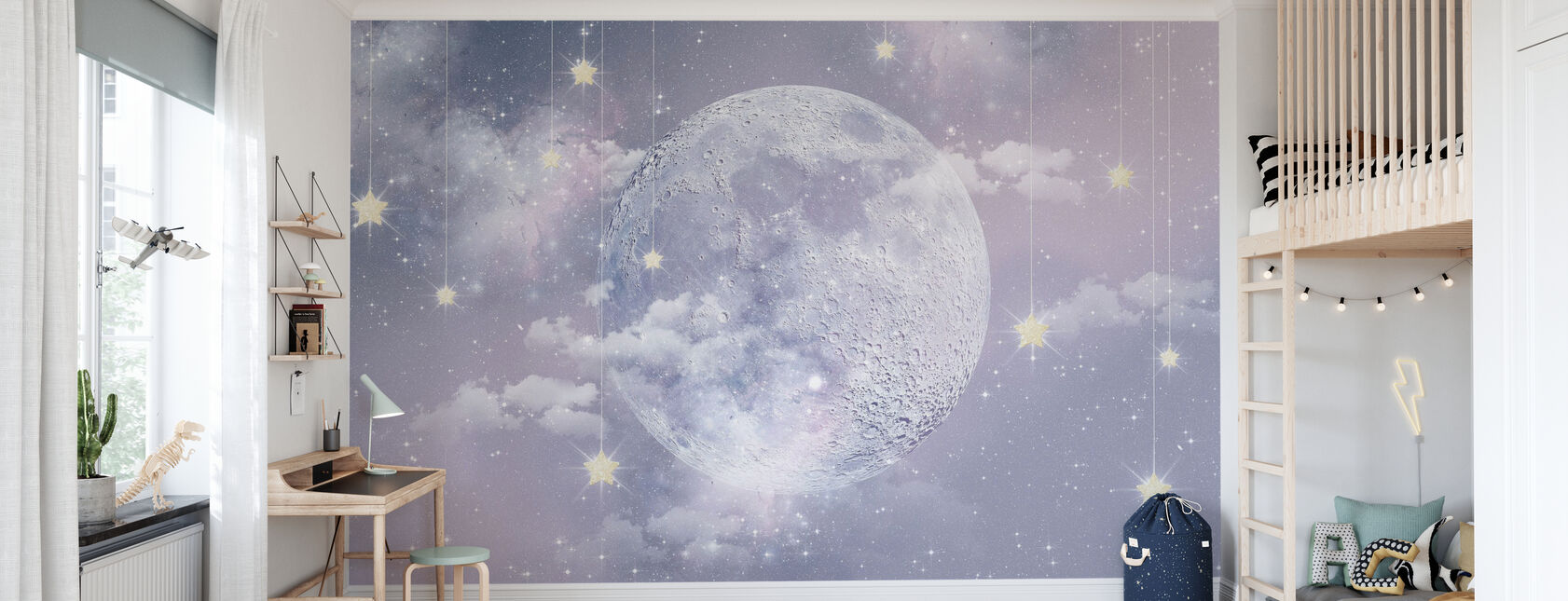 Månen med stjerner - Tapet - Barnerom