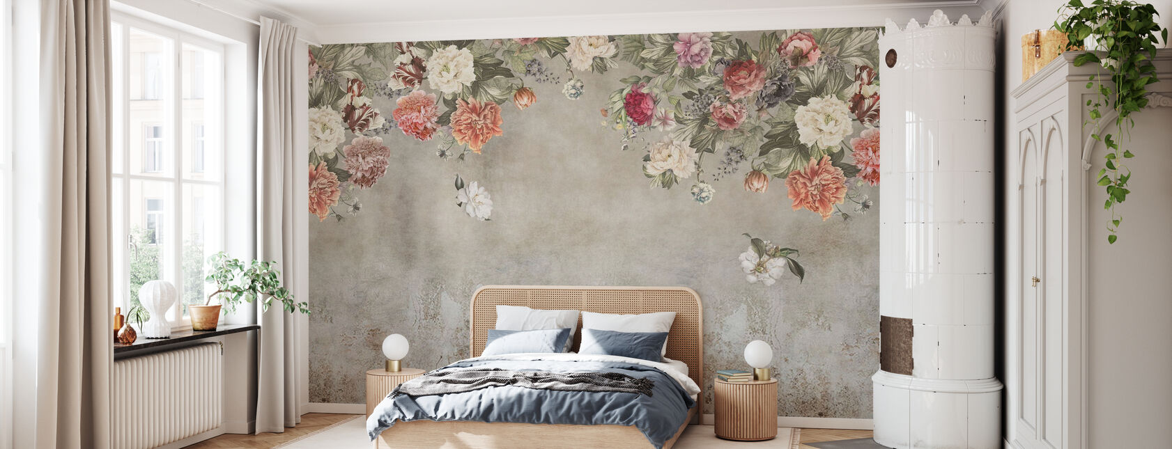 Vintage blomma vägg - Tapet - Sovrum