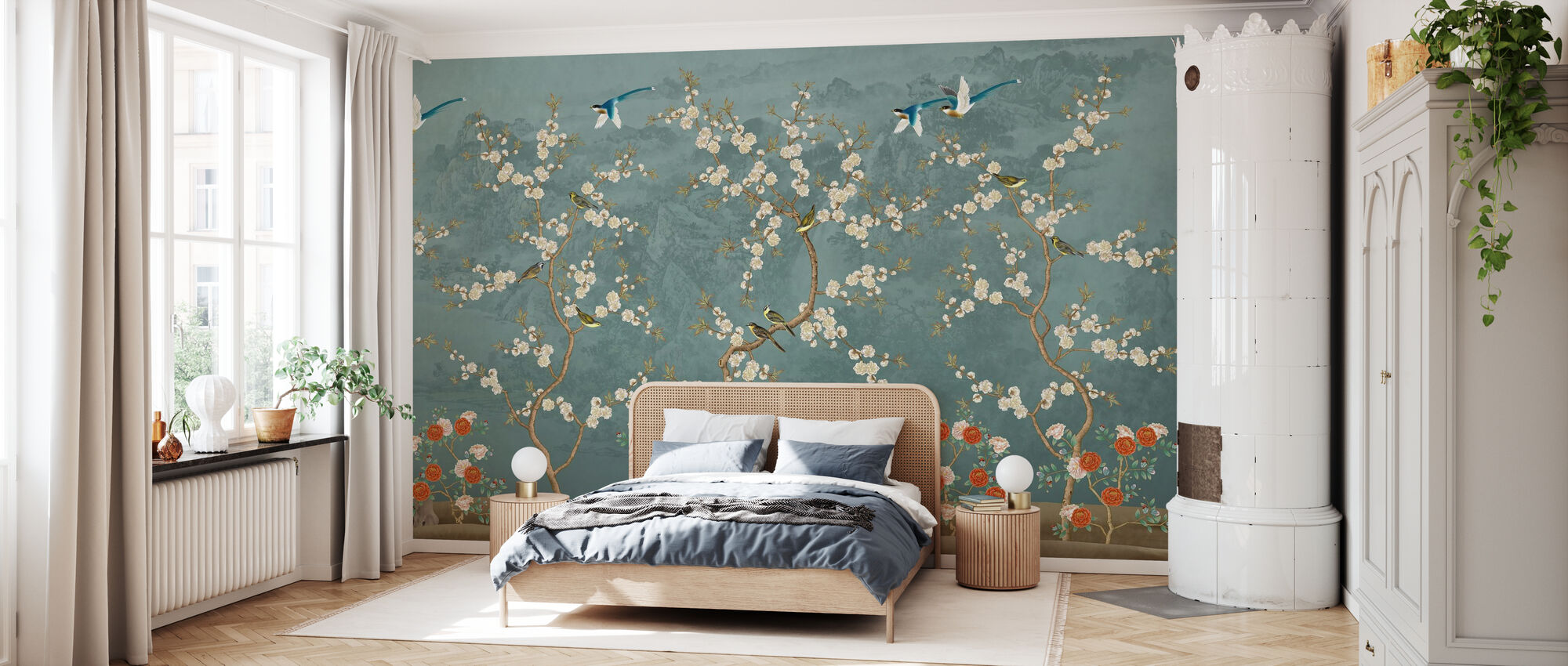 Chinoiserie Garden - Blue – a wall mural for every room – Photowall