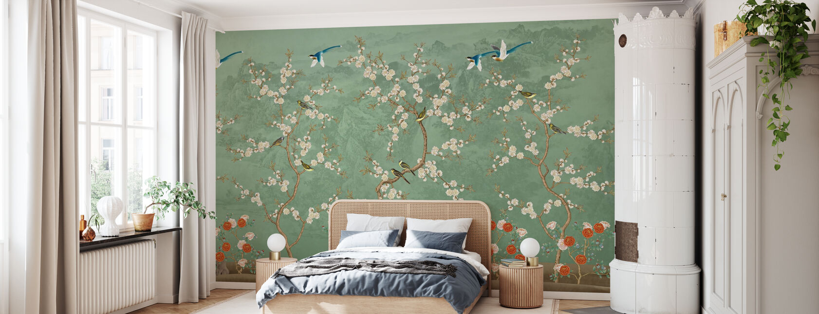 Chinoiserie Garden - Emerald - Wallpaper - Bedroom