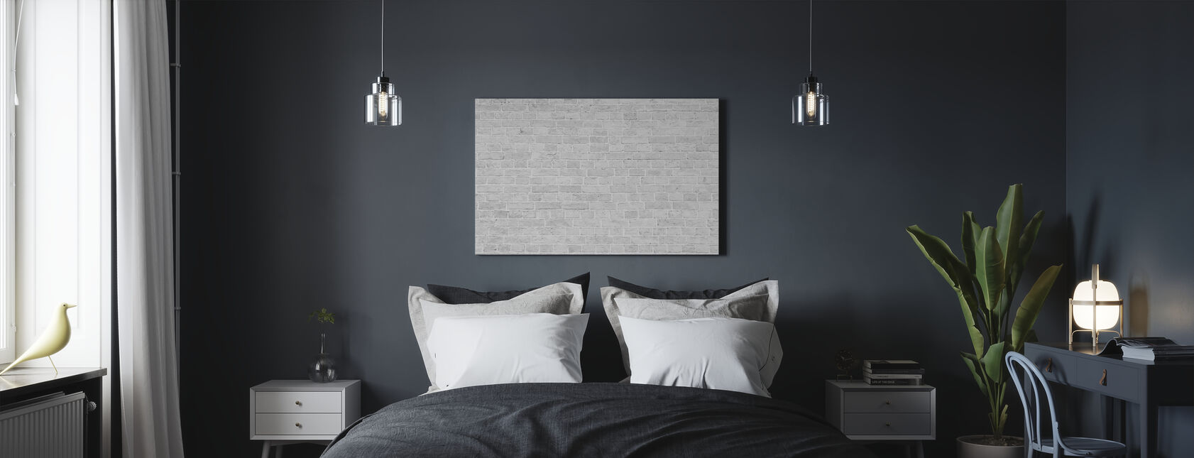 White Wash Brick Wall - Canvas print - Bedroom