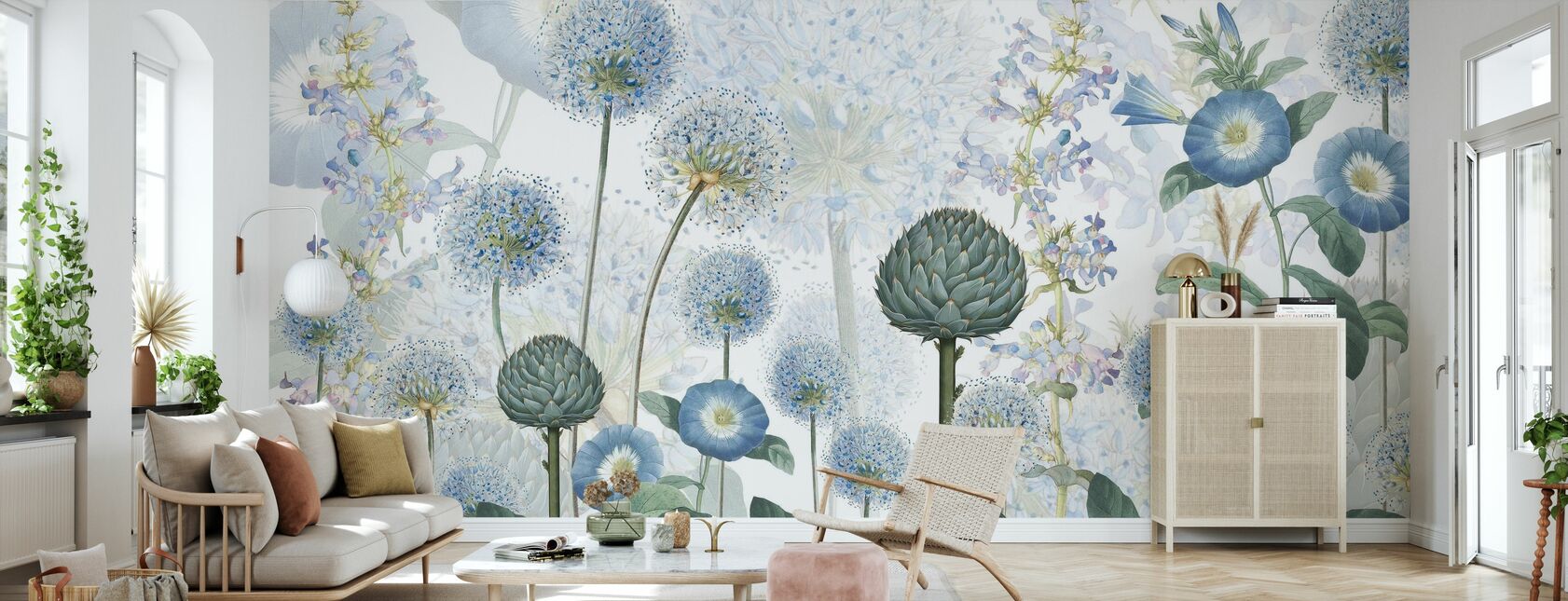 Blue Wild Meadow - Wallpaper - Living Room