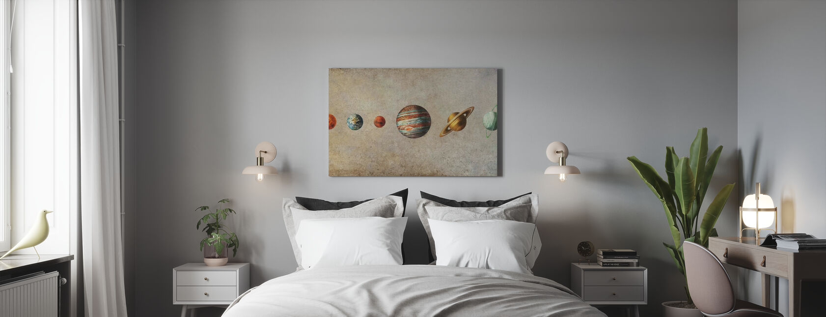 Solar System - Sepia - Canvas print - Bedroom