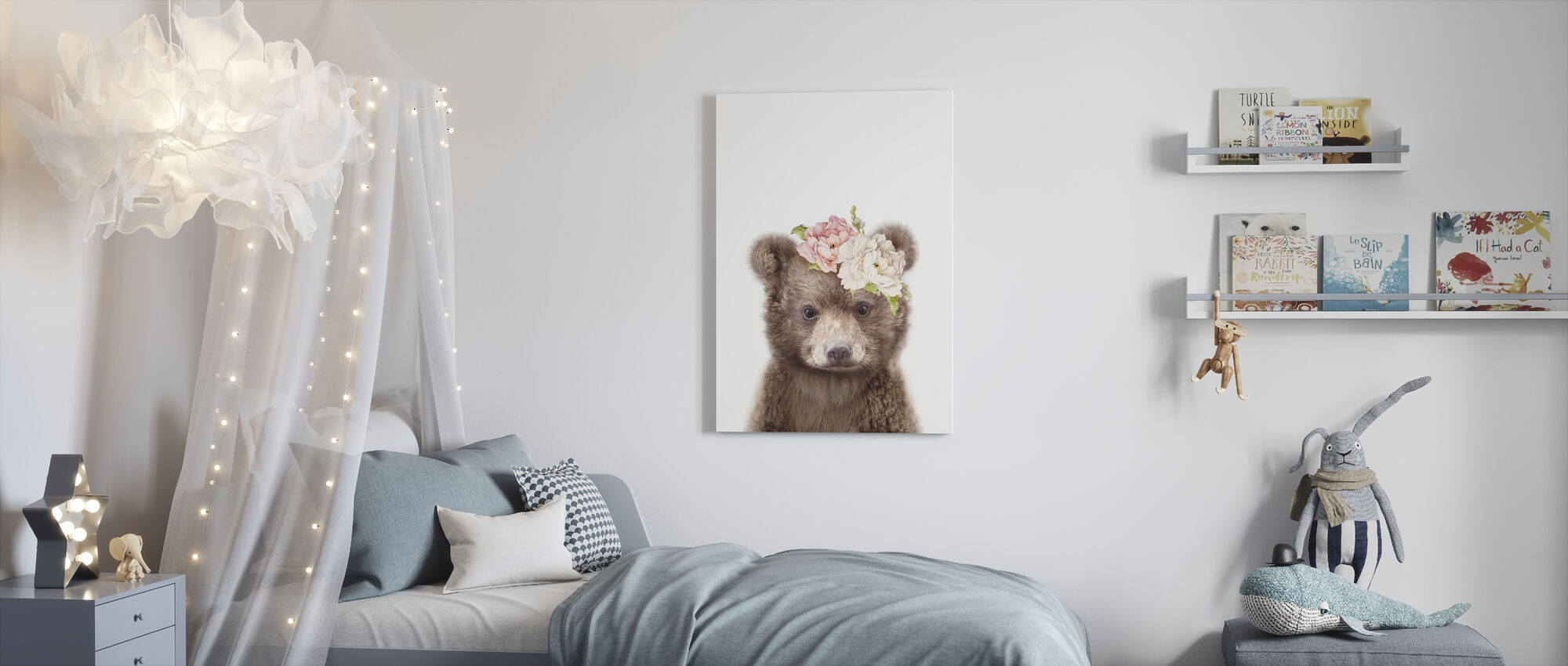 Bear – Leinwandbild außergewöhnliches Floral Baby – Photowall