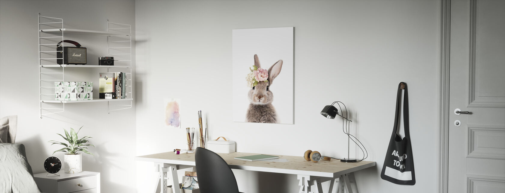 Floral Bunny - Canvas print - Kids Room