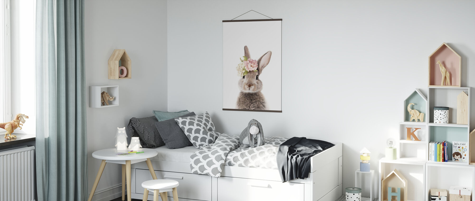 Floral Bunny – bezaubernder Posterdruck – Photowall