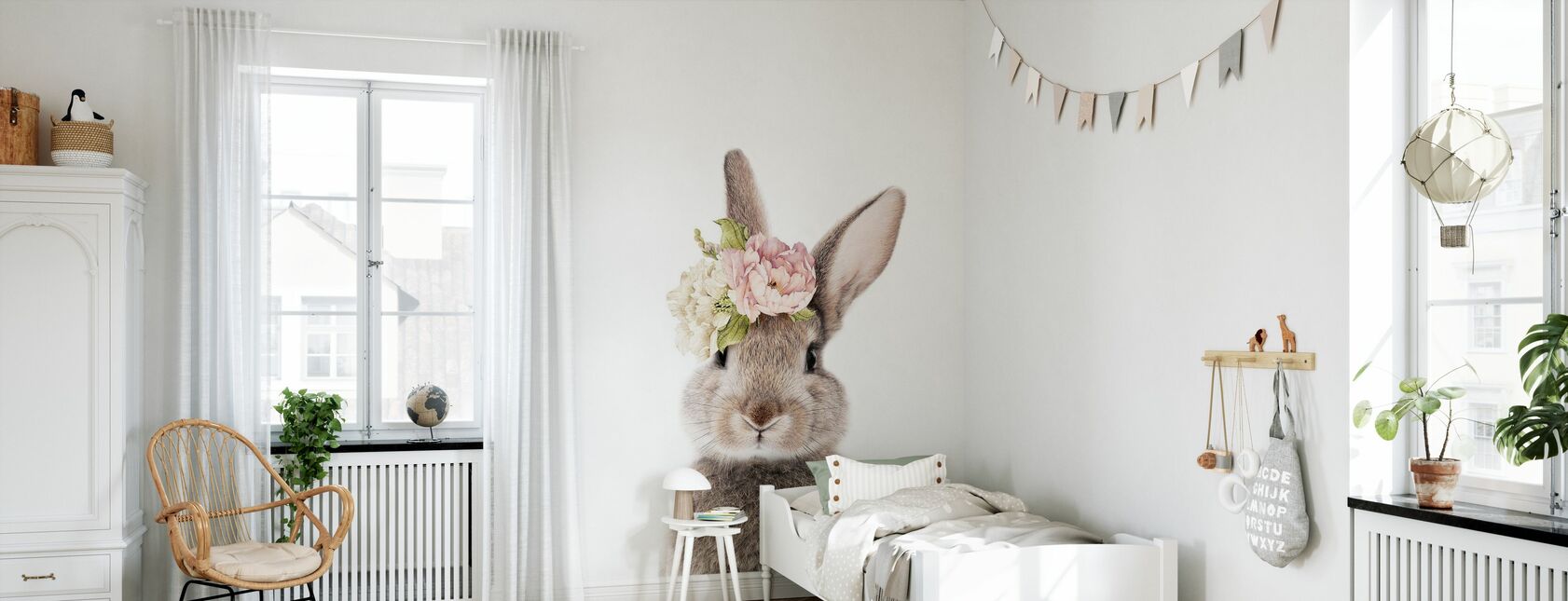 Floral Bunny - Wallpaper - Kids Room