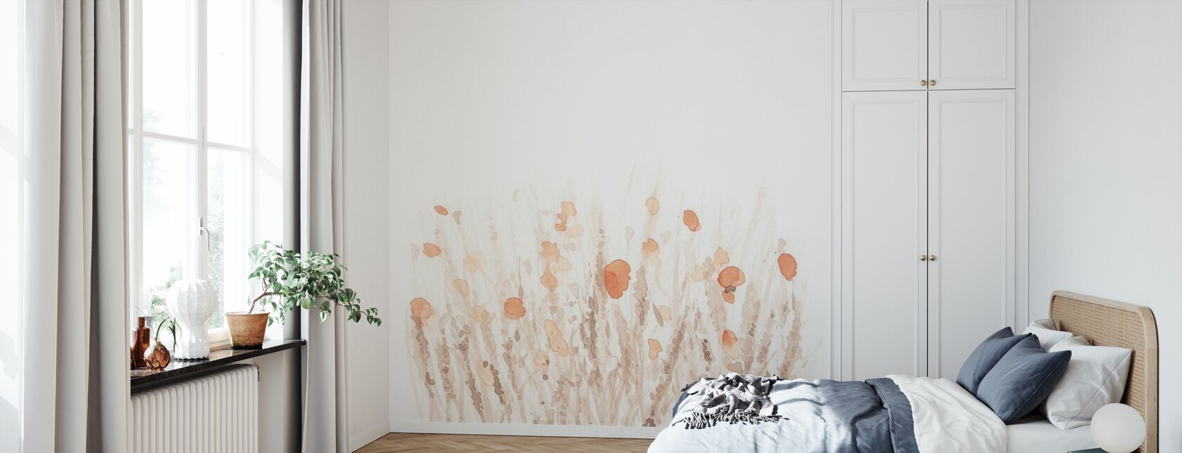 Boho Poppies - Square - Wallpaper - Bedroom