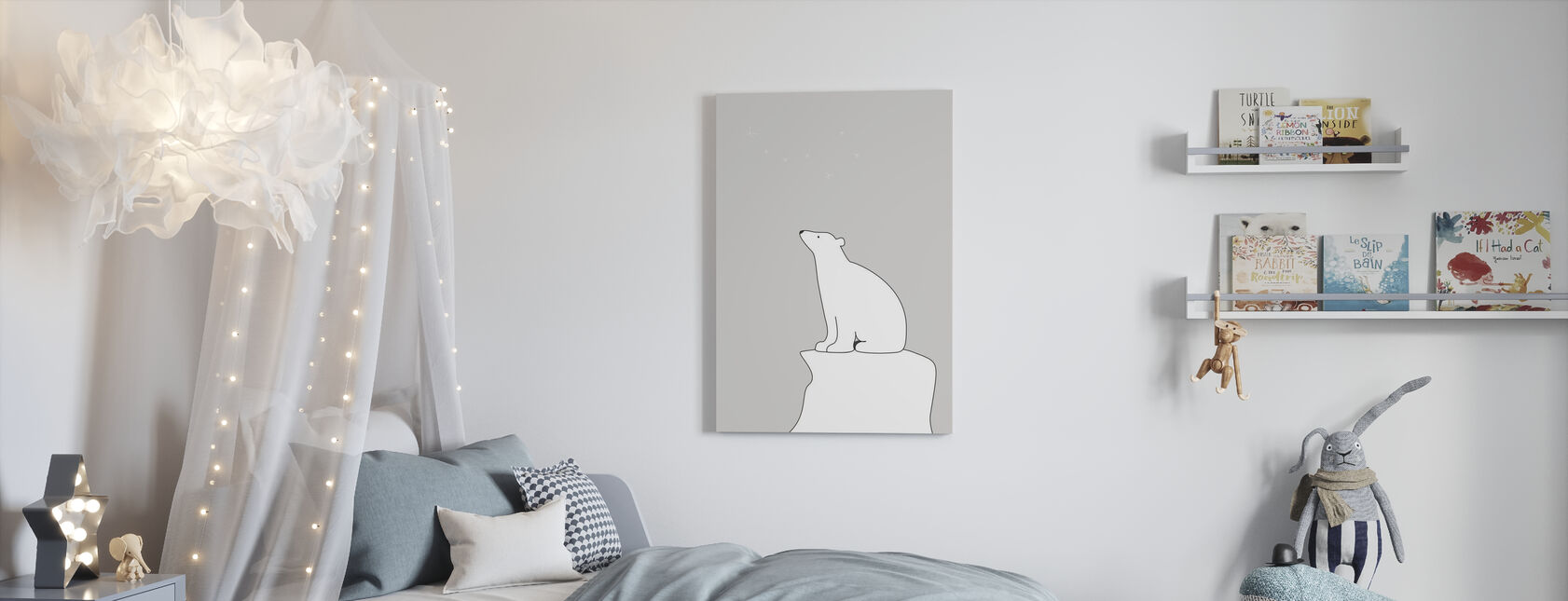 Polar Bear - Gray - Canvas print - Kids Room