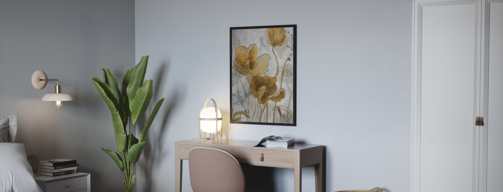 Gold Silver Flowerfield - Poster - Bedroom