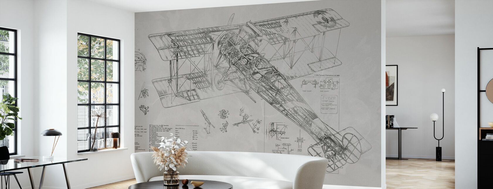 Avro 504K Airplane - Bright - Wallpaper - Living Room