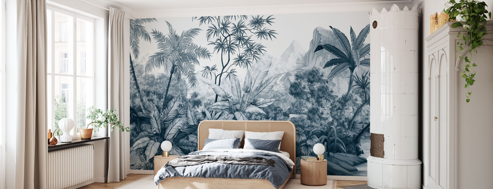 Jungle emmêlée - Bleu Foncé - Papier peint - Chambre