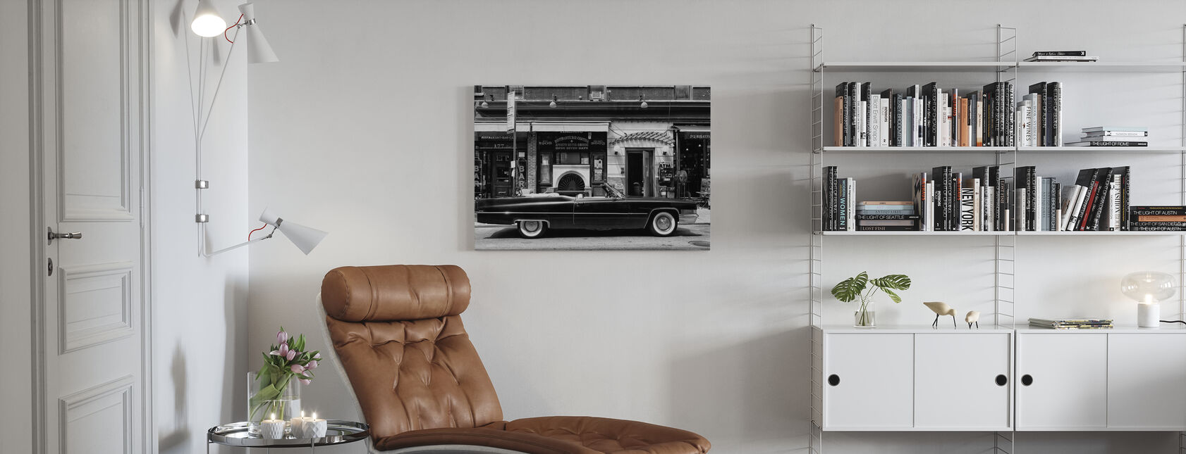 Zwarte Manhattan - Zwarte Cadillac - Canvas print - Woonkamer