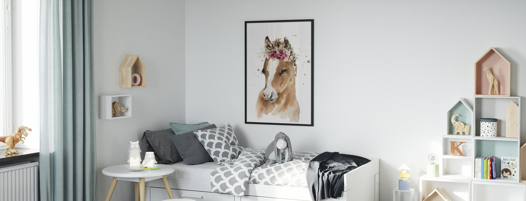 Florales Pony - Poster - Kinderzimmer