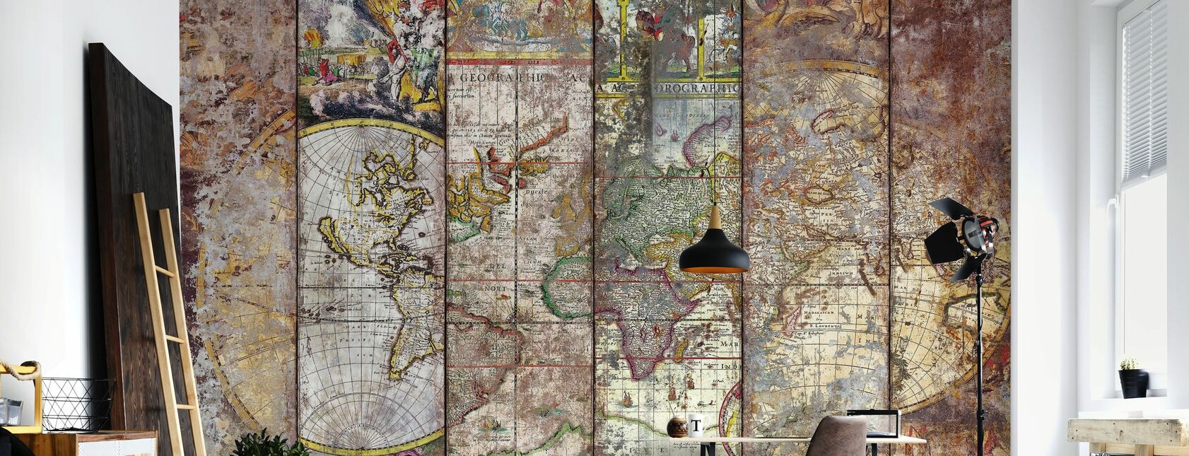 Carte du Monde du Vieux Temps - Papier peint - teen-room