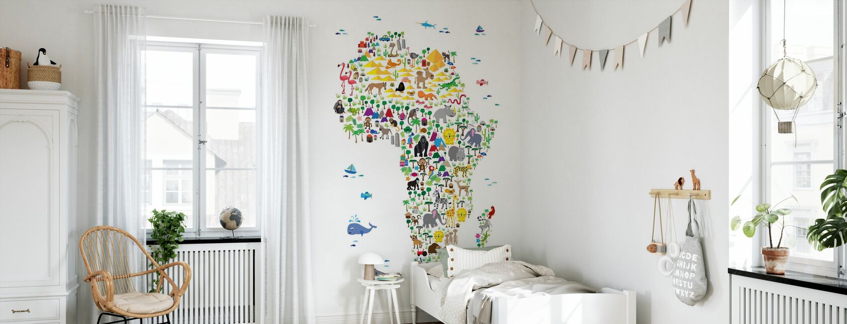 Animal Map - Africa - Wallpaper - Kids Room