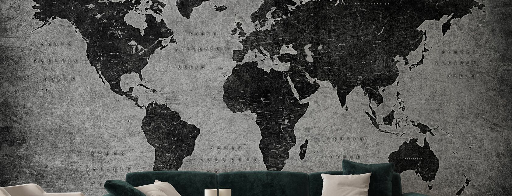 Industrial Style Map - Wallpaper - Living Room
