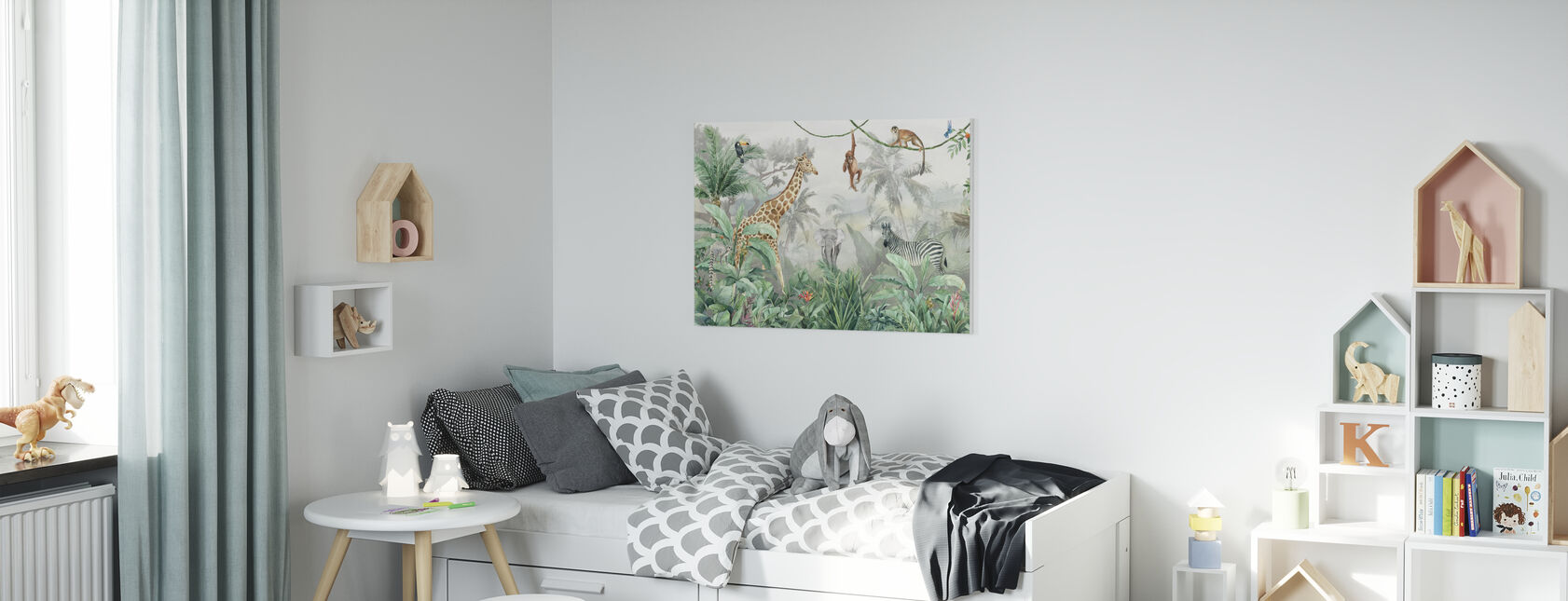 Jungle Friends met jungle achtergrond - Canvas print - Kinderkamer