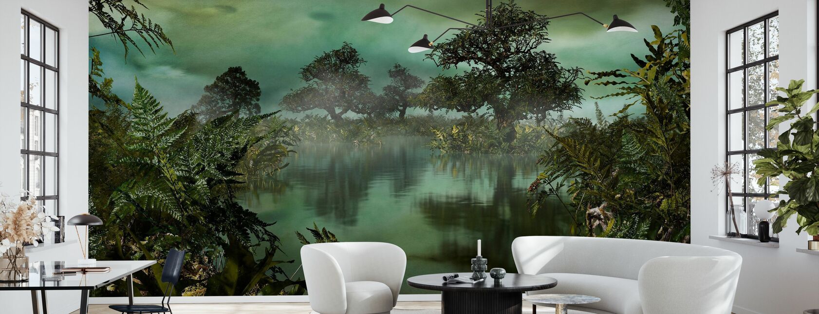 Fierce Ferns - Green - Wallpaper - Living Room
