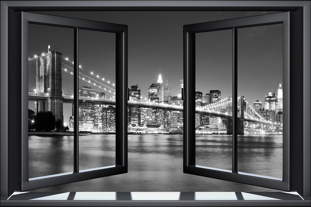 once heritage Kent Bright Brooklyn Bridge Through Window – style with a canvas print –  Photowall