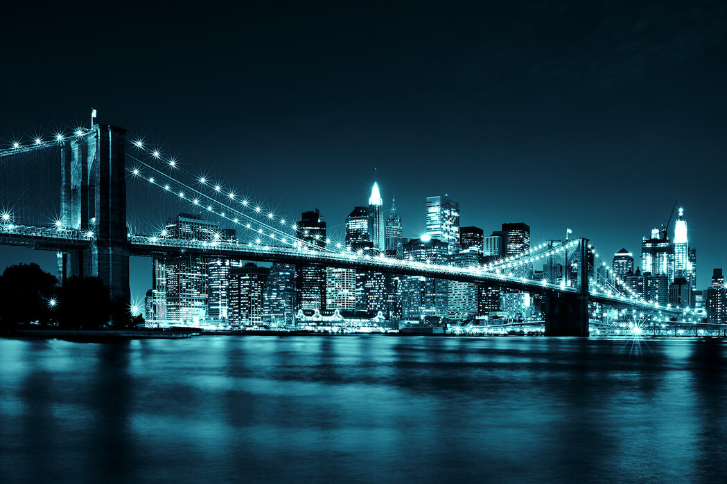 Maß - Photowall Bridge nach Brooklyn – Fototapete – Blue
