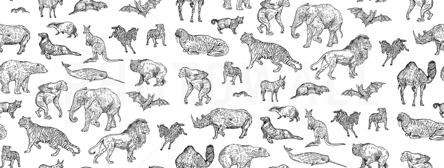 Lots of Animals Old School – trendy wallpaper – Photowall