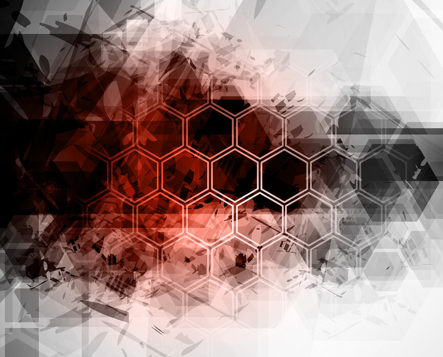 Red Hexagon Background – trendy canvas print– Photowall