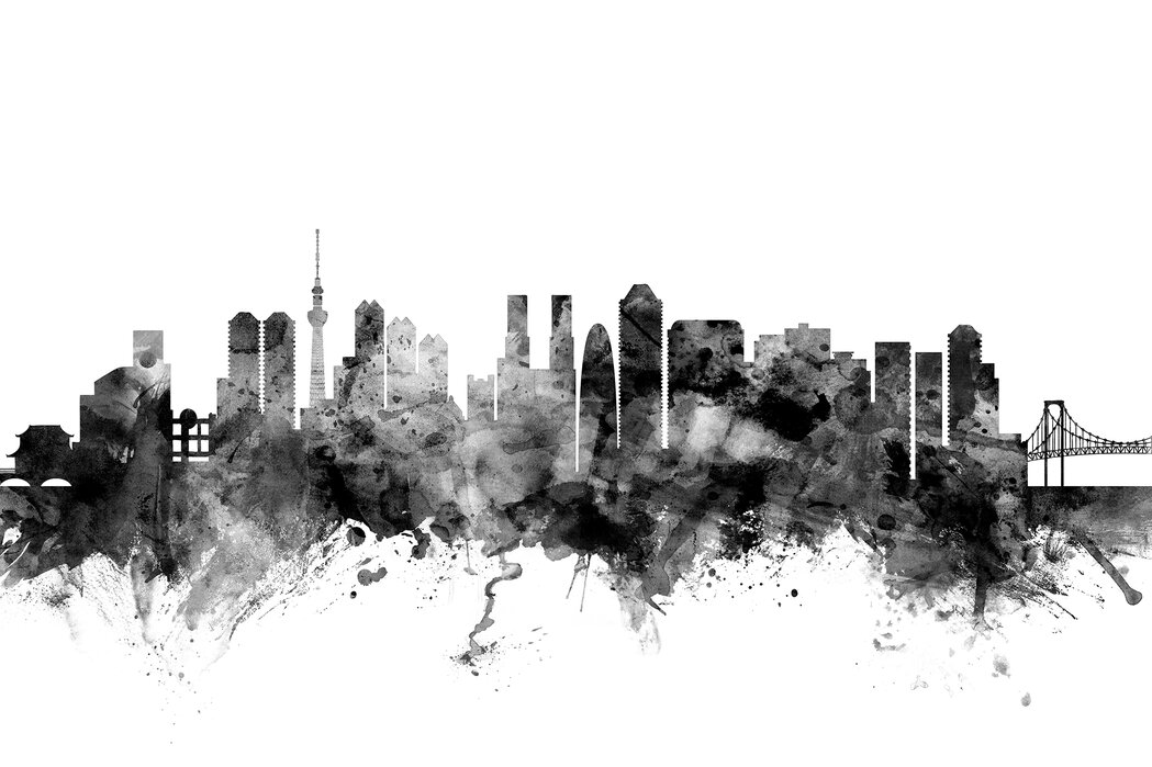 Tokyo Skyline Black Decorate With A Wall Mural Photowall