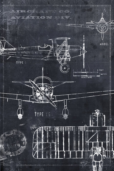 Airplane Blueprint - Black – wall murals online – Photowall