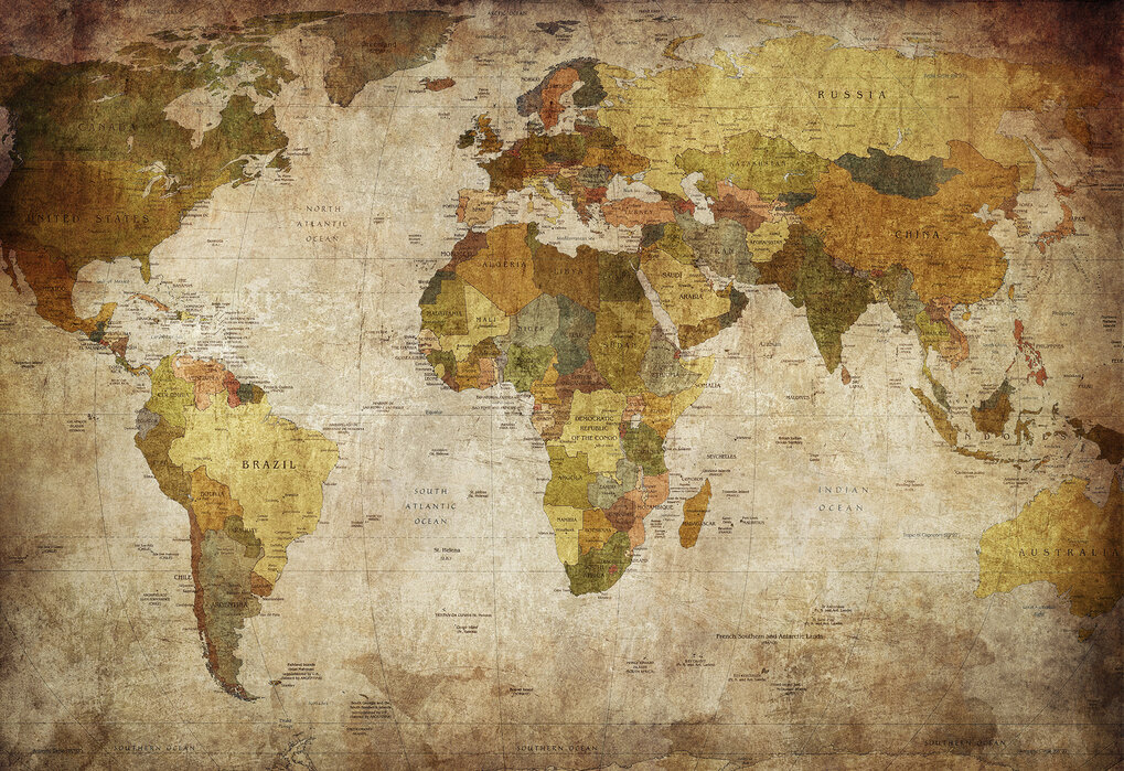 Old Vintage World Map Popular Wall Mural Photowall