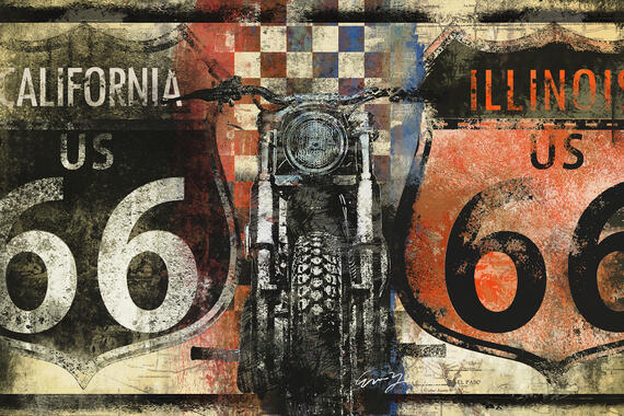 Route 66 California Designerbild – auf gedruckt – Photowall Baumwollgewebe