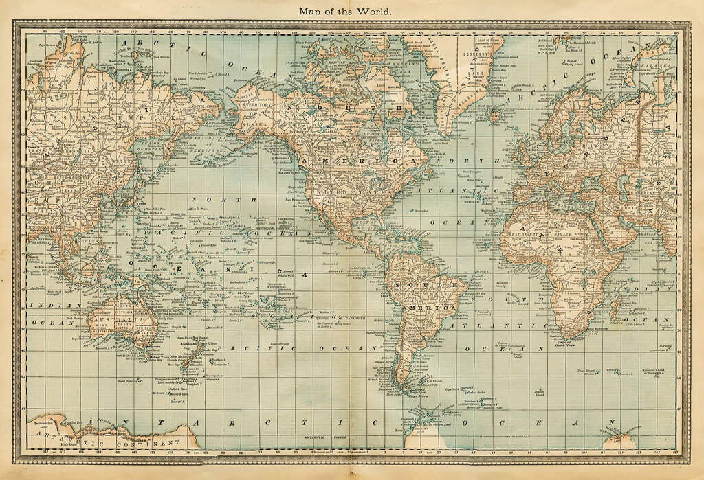 Pale Vintage World Map Designer Canvas Print Photowall