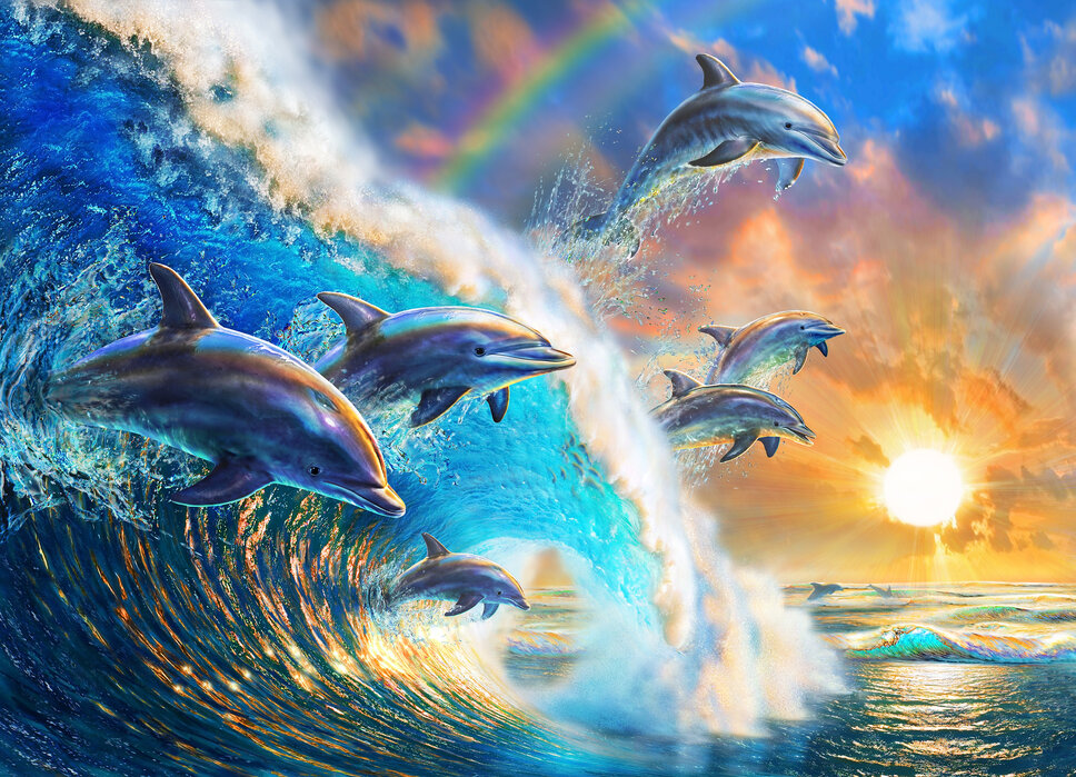 Dolphin Wave – elegant wall mural – Photowall