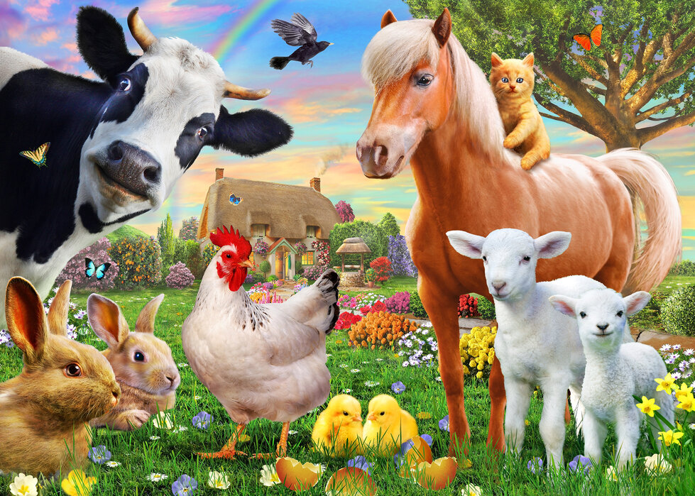 farm-animals-for-kids-lumoavaa-taidetta-canvastaululla-photowall