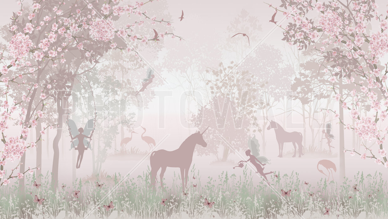 Unicorns and Fairies – wonderful wall mural– Photowall