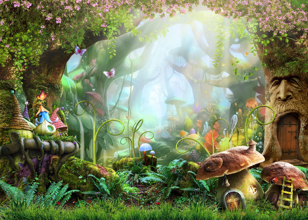 Enchanted Forest Fantasy Fairy Full Wall Mural Photo Wallpaper Home Dec 3D  Kids | eBay