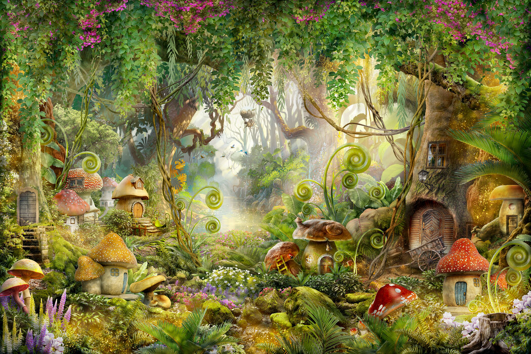 Mushroom Village – beautiful wall mural – Photowall