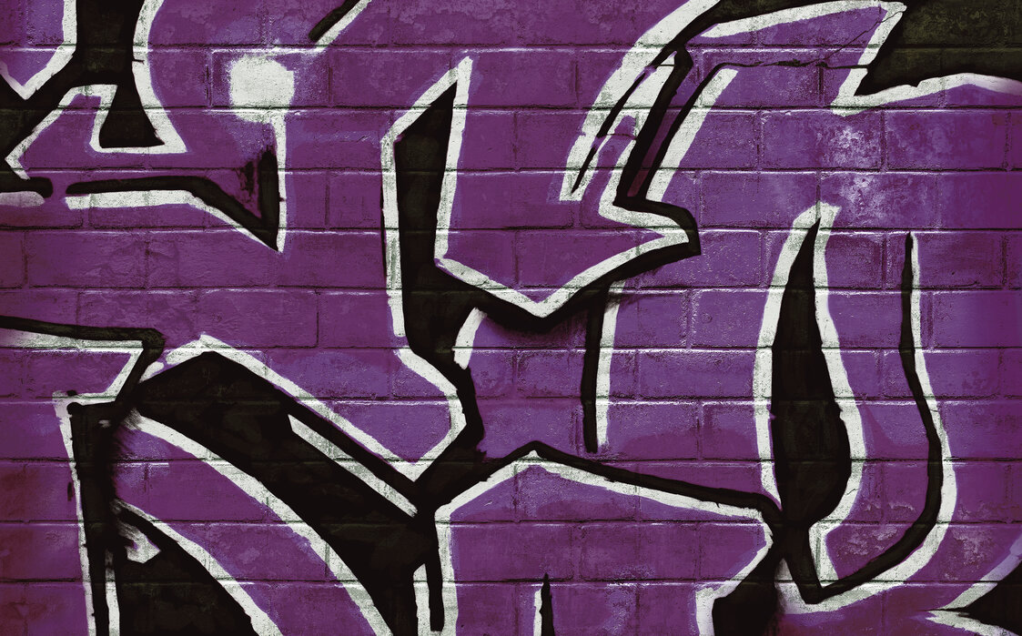 Graffiti Brick Wall Purple High quality Poster Photowall