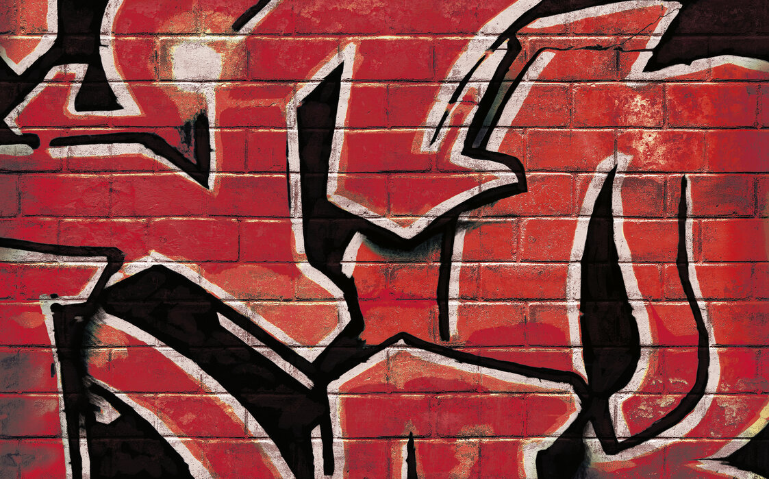 Graffiti Brick Wall - Red – trendy wall mural – Photowall