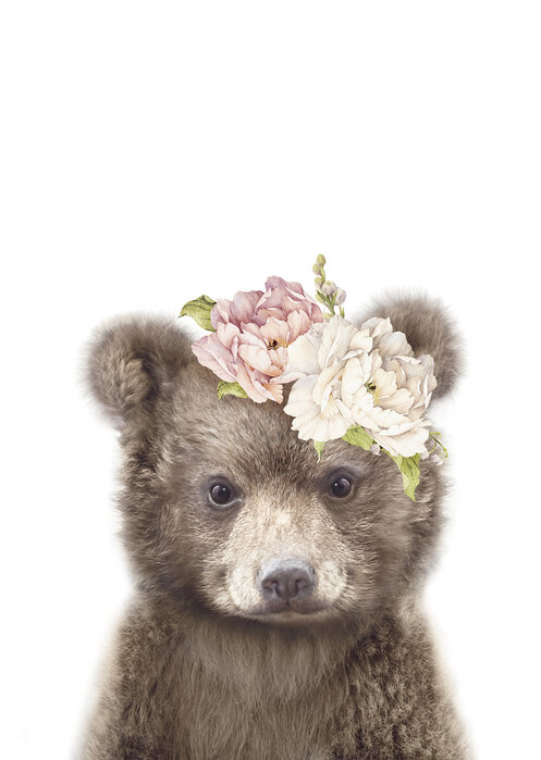 – – Baby Leinwandbild Bear außergewöhnliches Photowall Floral