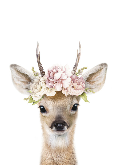 Floral Deer – trendy wall mural – Photowall