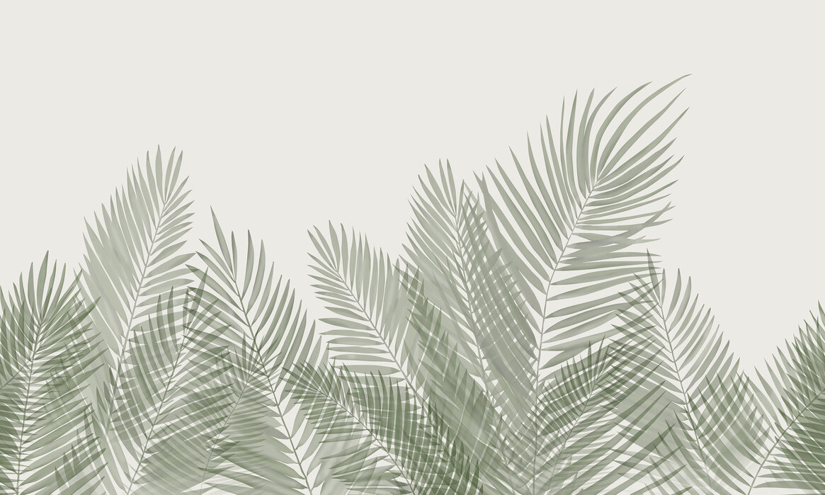 Swaying Palm Leaves - Beige-Green – popular wall mural – Photowall